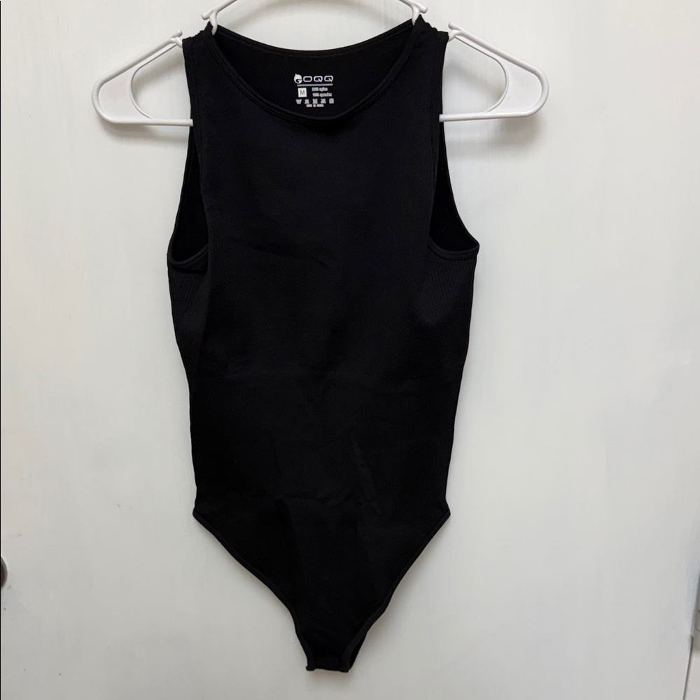 Black Ribbed One-Piece Bodysuit